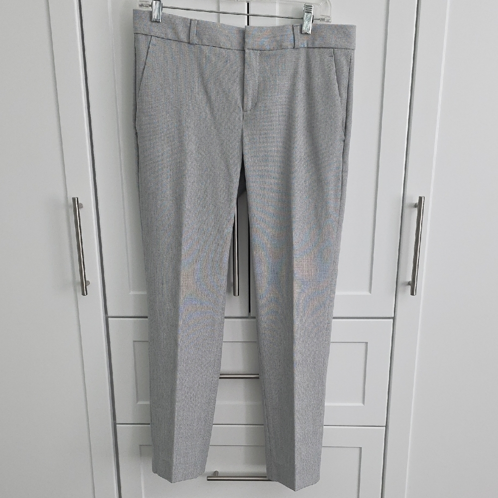 Banana Republic Gray and White Striped Pants